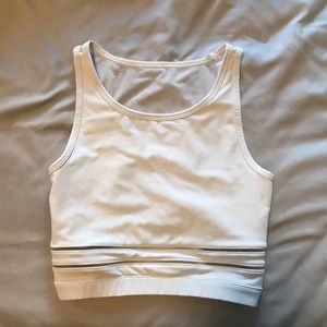 white sports bra with mesh back